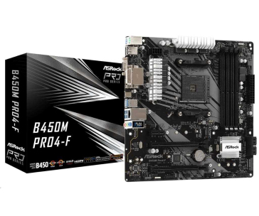 BAZAR ASRock MB Sc AM4 B450M PRO4-F, AMD Promontory B450, 4xDDR4, HDMI - repair bazar (bez příslušenství)
