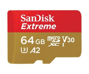 SanDisk micro SDXC karta 64GB Extreme Action Cams and Drones (170 MB/s Class 10, UHS-I U3 V30) + adaptér