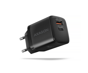 AXAGON ACU-PQ20 nabíječka do sítě 20W, 2x port (USB-A + USB-C), PD3.0/PPS/QC4+/AFC/Apple, černá