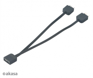 AKASA rozbočovač pro RGB LED 1x female/2x male, 2ks v balení, černá
