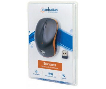 MANHATTAN Myš Success, USB optická, 1000 dpi, černo-oranžová