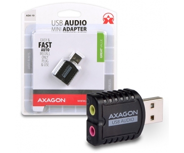 AXAGON ADA-10, USB 2.0 - externí zvuková karta MINI, 48kHz/16-bit stereo, vstup USB-A