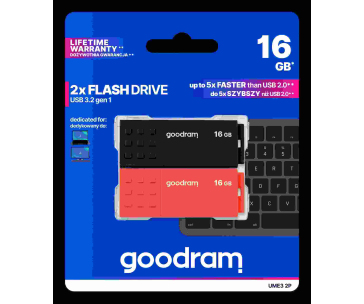 GOODRAM Flash Disk 2x16GB UME3, USB 3.0, oranžová, černá