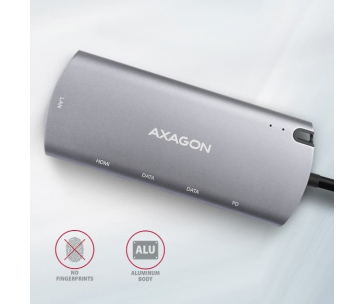 AXAGON HMC-6M2, USB 3.2 Gen 1 hub, porty 2x USB-A, HDMI, RJ-45 GLAN, SATA M.2 slot, PD 100W, kabel USB-C 18cm