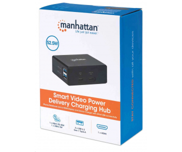 MANHATTAN Portable USB-C Desk Docking Station w/ PD Charging, Black, Retail Box