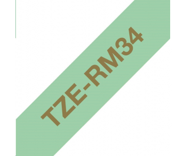 BROTHER TZE-RM34 - kazeta TZ šířky 12mm, TEXTILNÍ páska 4m- pro tvorbu dárků - NELEPÍCÍ - MÁTOVÁ PÁSKA ZLATÝ POTISK gold