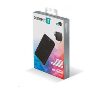 CONNECT IT externí box LITE pro HDD/SSD 2,5" SATA, USB 3.0, ToolFree, černý