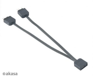 AKASA rozbočovač pro RGB LED 1x female/2x male, 2ks v balení, černá