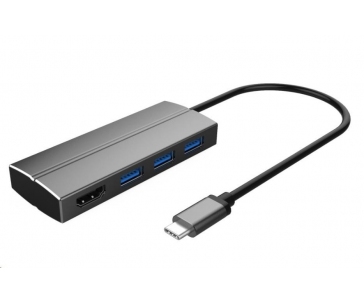 PREMIUMCORD Adaptér USB 3.1 Type-C male na HDMI female + 3x USB 3.0, aluminum