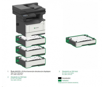LEXMARK Multifunkční ČB tiskárna MX522adhe, A4, 44ppm, 2048MB, barevný LCD displej, duplex,DADF, USB 2.0, LAN,