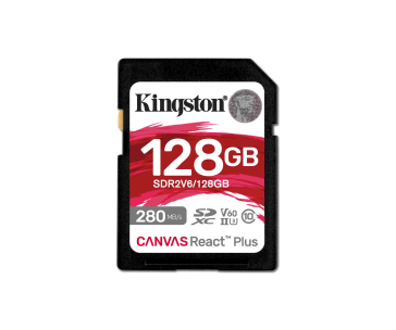 Kingston SDXC karta 128GB Canvas React Plus, UHS-II, U3, V60, R:280/W:100MB/s