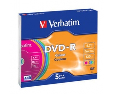 VERBATIM DVD-R(5-Pack)Slim/Colour/16x/4.7GB