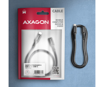 AXAGON BUCM32-CF15AB prodlužovací kabel USB-C (M) <-> USB-C (F), 1.5m, USB 20Gbps, PD 240W 5A, 8K HD, ALU, oplet, černý