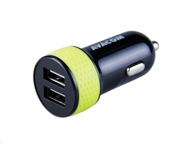 AVACOM nabíječka do auta se dvěma USB výstupy 5V/1A - 3,1A, černo-zelená barva