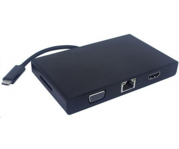 PREMIUMCORD Převodník USB3.1 na RJ45, HDMI, VGA, USB3.0, SD,audio ,PD charge