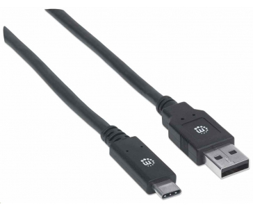 Manhattan USB kabel, USB 3.2 Gen 1, USB-A Male na USB-C Male, 5 Gbps, 2m, černá