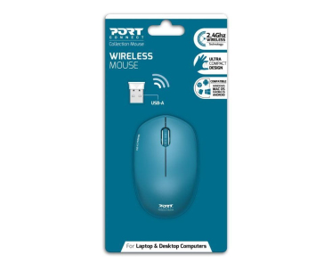 PORT bezdrátová myš Wireless COLLECTION, USB-A dongle, 2.4Ghz, 1600DPI, modrá