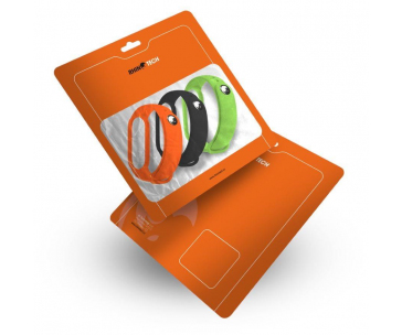RhinoTech řemínky pro Xiaomi Mi Band 3/4 (3-pack černá, oranžová, zelená)
