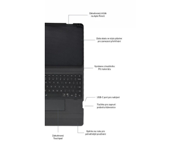 RhinoTech pouzdro s klávesnicí pro Apple iPad Air 4/5, iPad Pro 11 (2020-2022) CZ černá