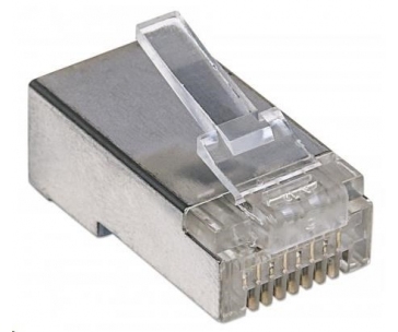 Intellinet konektor RJ45, Cat5e, stíněný STP, 15µ, drát, 100 ks v nádobě