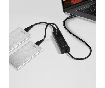AXAGON HUE-S2C, 4x USB 3.0 CHARGING hub, micro USB nap. konektor, kabel USB-C 40cm