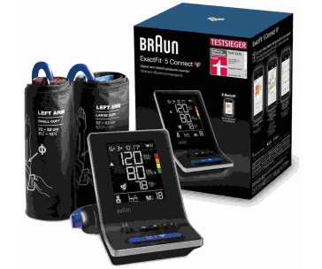 Braun ExactFit 5 CONNECT BUA6350 tlakoměr na paži, detekce arytmie, LCD displej, Bluetooth