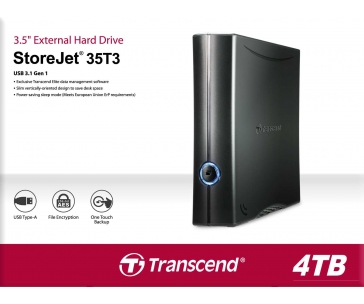 TRANSCEND externí HDD 3,5" USB 3.0 StoreJet 35T3, 4TB, Black, Turbo