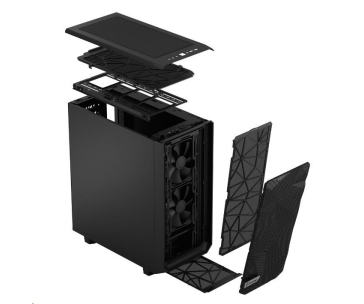 FRACTAL DESIGN skříň Meshify 2 Compact Black Solid, USB 3.1 Type-C, 2x USB 3.0, bez zdroje, mATX