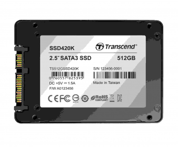 TRANSCEND Industrial SSD 420K, 512GB, 2,5", SATA III, MLC, Aluminium case