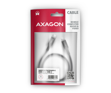 AXAGON BUCM-CM30AB, HQ kabel USB-C <-> USB-C, 3m, USB 2.0, PD 60W 3A, ALU, oplet, černý