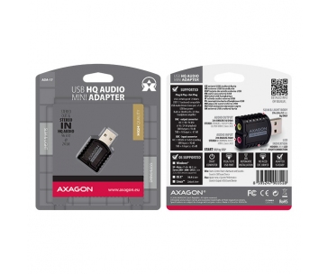 AXAGON ADA-17, USB 2.0 - externí zvuková karta HQ MINI, 96kHz/24-bit stereo, vstup USB-A