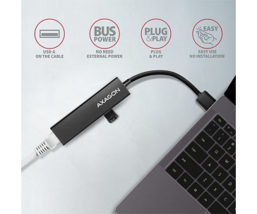 AXAGON HMA-GL3A, USB 3.2 Gen 1 hub, porty 3x USB-A + Gigabit Ethernet, kovový, kabel USB-A 20cm