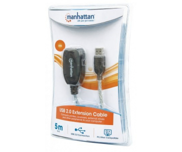 MANHATTAN Kabel USB 2.0 A-A aktivní prodlužovací 5m, Daisy-Chainable