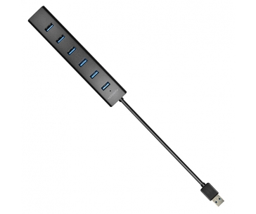 AXAGON HUE-SA7BP, 4x USB 3.0 ALU CHARGING hub, vč. AC adaptéru, kabel USB-A 40cm