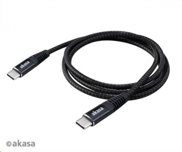 AKASA kabel napájecí Type-C na Type-C, 100W, 1m,  černá