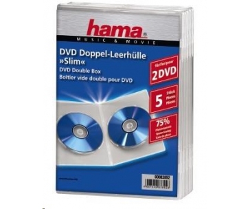 Hama obal na 2 DVD Slim, transparentný, 5 ks