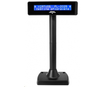 Virtuos LCD zákaznický displej Virtuos FL-2025MB 2x20, USB, černý