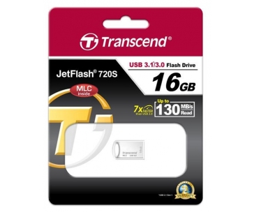 TRANSCEND Flash Disk 16GB JetFlash®720S, USB 3.1, MLC solution (R:130/W:25 MB/s) stříbná
