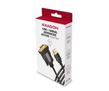 AXAGON ADS-1PQN, USB-A 2.0 - sériový RS-232 DB9-M FTDI adaptér / kabel 1.5m