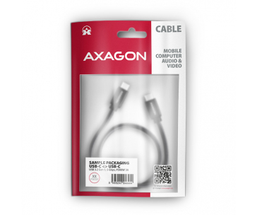 AXAGON BUCM3-CM15AB, SPEED kabel USB-C <-> USB-C, 1.5m, USB 3.2 Gen 1, PD 60W 3A, ALU, oplet, černý