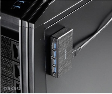 AKASA HUB USB  Connect 4SV, 4x USB 3.0, externí, hliník, černá