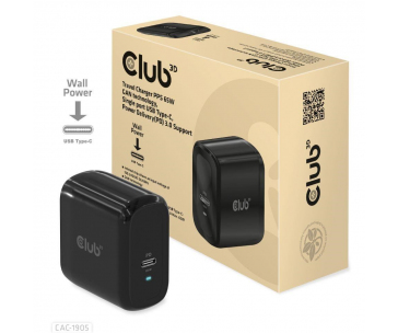 Club3D cestovní nabíječka PPS 65W GAN technologie, USB Type-C, Power Delivery(PD) 3.0 Support
