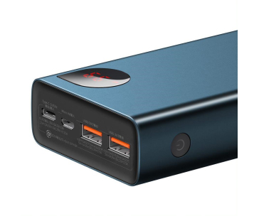 Baseus Adaman Metal Power Banka s digitálním displejem QC + PD 20000mAh 65W, modrá + USB-A/USB-C kabel 30cm, černá