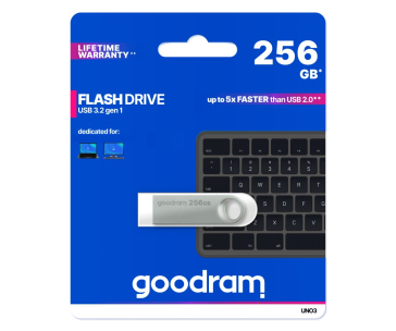 GOODRAM Flash Disk UNO3 256GB, USB 3.2 Gen1, stříbrná