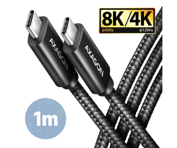 AXAGON BUCM432-CM10AB, NewGEN+ kabel USB-C <-> USB-C, 1m, USB4 Gen 3×2, PD 100W 5A, 8K HD, ALU, oplet, černý