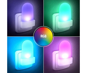 Solight noční LED RGB světélko se světelným sensorem, volitelná barva světla, 230V