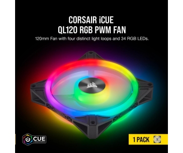 CORSAIR ventilátor QL Series QL120 RGB LED, 1x 120mm, 26dBA