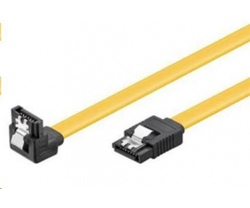 PREMIUMCORD 0,3m SATA 3.0 datový kabel 1.5GBs / 3GBs / 6GBs, kov.západka, 90°