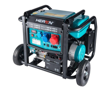 HERON 8896147 elektrocentrála benzínová 17HP/8,2kW/10,25kVA (400V), 6,5kW (230V), podvozek, elektrický start