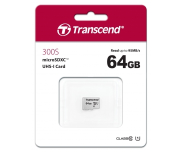 TRANSCEND MicroSDXC karta 64GB 300S, UHS-I U1, bez adaptéru